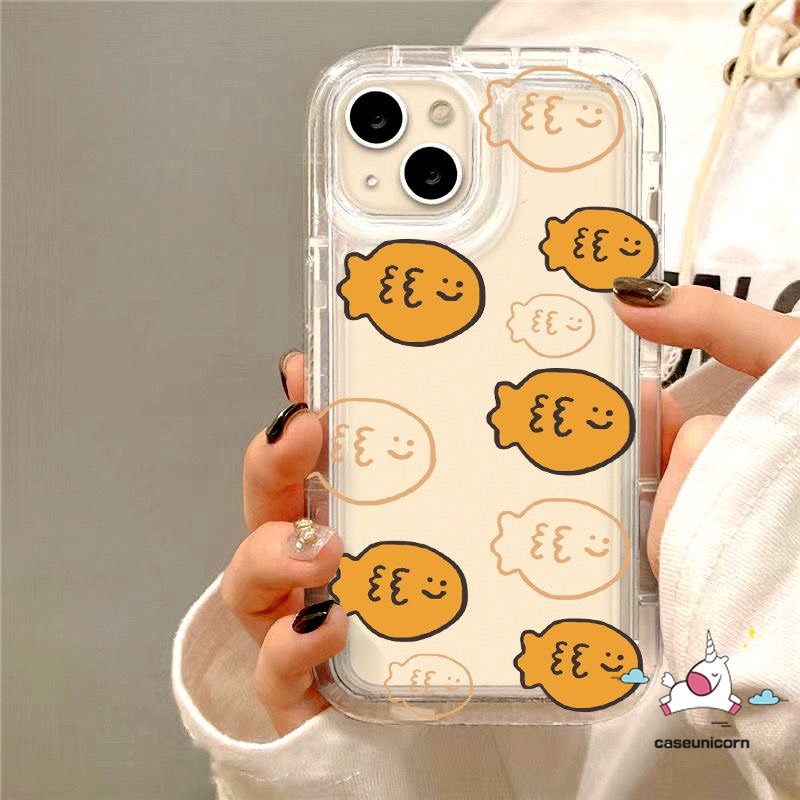 IPHONE Shockproof Airbag Cute Lovers Phone Case Kompatibel Untuk Iphone 11 7Plus XR 14 13 12 11 Pro MAX 6 6S 7 8 Plus X XS MAX Bening Kartun Kucing Lucu Ikan Lembut Tpu Transparan Penutup Belakang