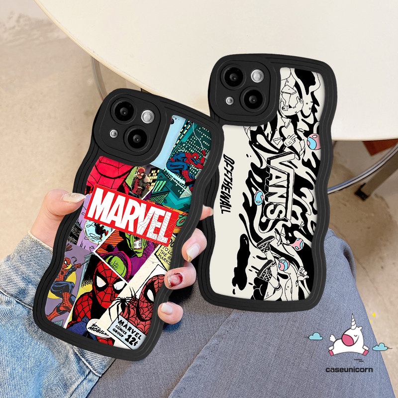 Casing Ponsel Kompatibel Untuk iPhone 7Plus 8Plus 14 11 12 13 Pro Max 7 8 6 14 6s Plus XR X XS Max SE 2020 Merek Trendi Kartun Anime Graffiti Label Tepi Bergelombang Soft Case Tpu Cover