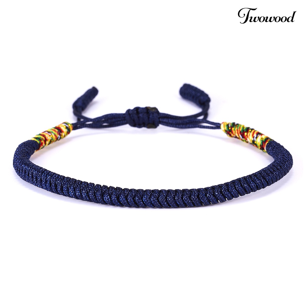 Twowood Wanita Pria Handmade Simpul Braided Rope Gelang Adjustable Beruntung Bangle Perhiasan