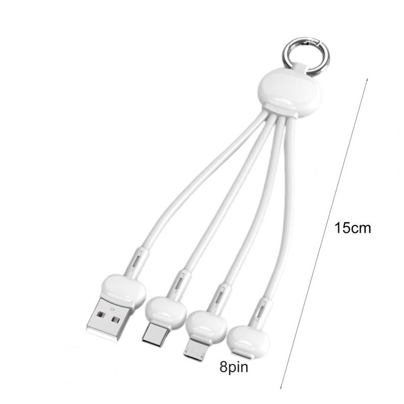 Kabel Data Gantungan Kunci Three In One Cocok Untuk IPhone Android Type-cUSB Fast Charging Cable Kabel Data Liontin Tas Portable