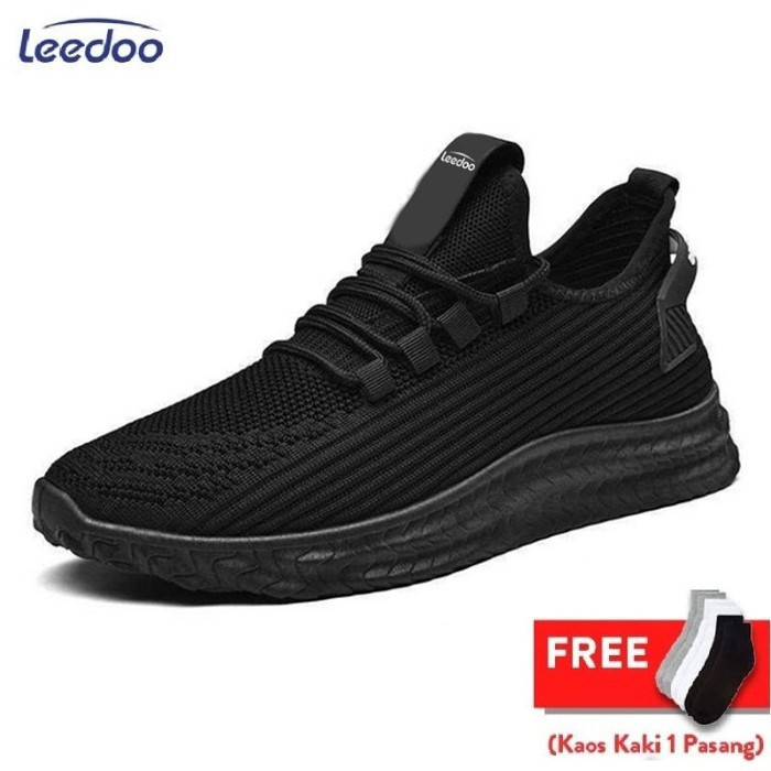 (COD) Leedoo Sepatu Pria Sepatu Olahraga Sepatu Sneakers Fashion Pria MR109 - Hitam, 40