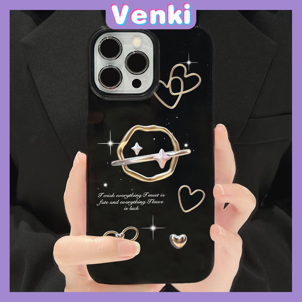 VENKI - For iPhone 11 iPhone Case Black Glossy TPU Soft Case Shockproof Protection Camera Cute Love Bow Compatible with iPhone 14 13 Pro max 12 Pro Max xr xs max 7Plus 8Plus