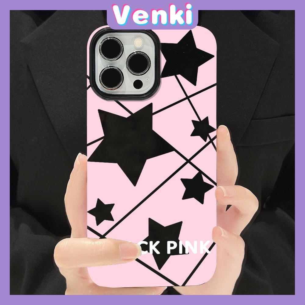 VENKI - For iPhone 11 iPhone Case Black Glossy TPU Soft Case Shockproof Protection Camera Cute Star Compatible with iPhone 14 13 Pro max 12 Pro Max xr xs max 7Plus 8Plus