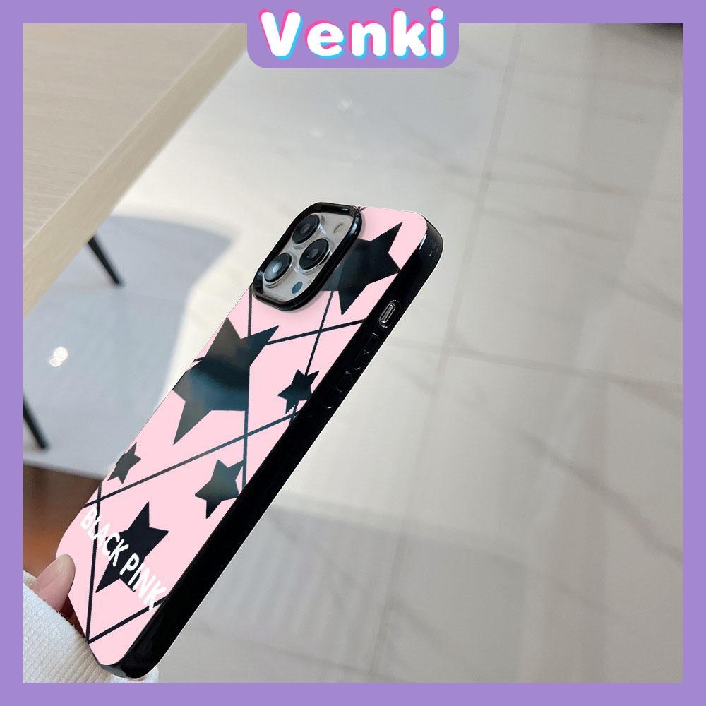 VENKI - For iPhone 11 iPhone Case Black Glossy TPU Soft Case Shockproof Protection Camera Cute Star Compatible with iPhone 14 13 Pro max 12 Pro Max xr xs max 7Plus 8Plus