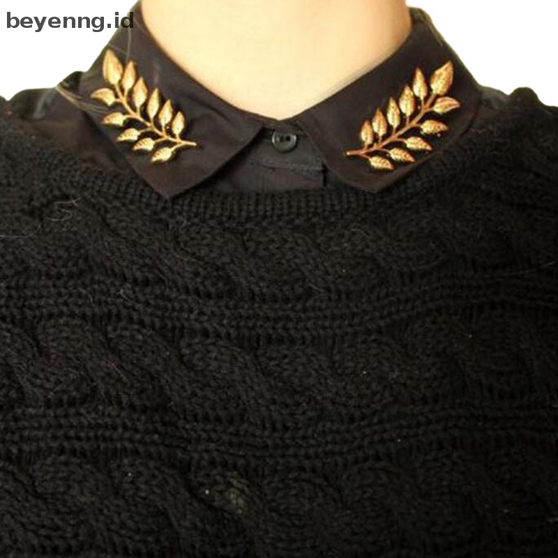 Beyen 1pasang Pin Bros Daun Pohon Halus Jean Kemeja Jas Kerah Pin Retro Broche ID