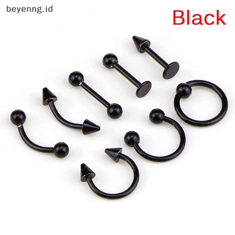 Beyen Campur 8PCS 16G Stainless Steel Helix Perhiasan Telinga Alis Hidung Bibir Rings ID