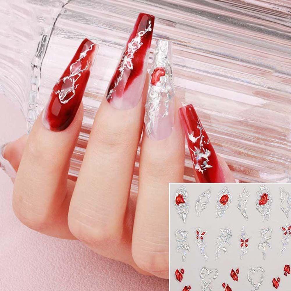 Mxbeauty Stiker Kuku Jantung Fashion Cinta Manis Hati Manikur Aksesoris Perekat Diri Stiker Perekat Lembut