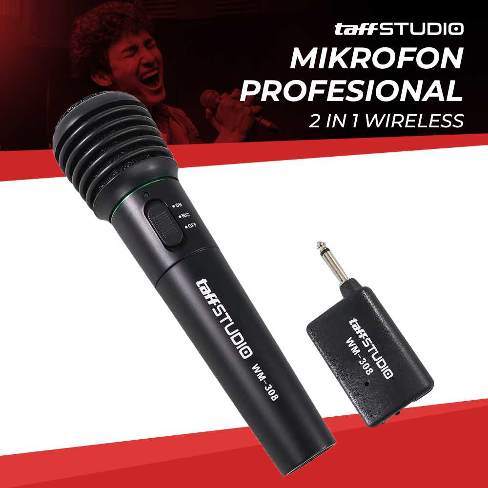 TaffSTUDIO Mikrofon Profesional 2 in 1 Wireless Wired - WM-308