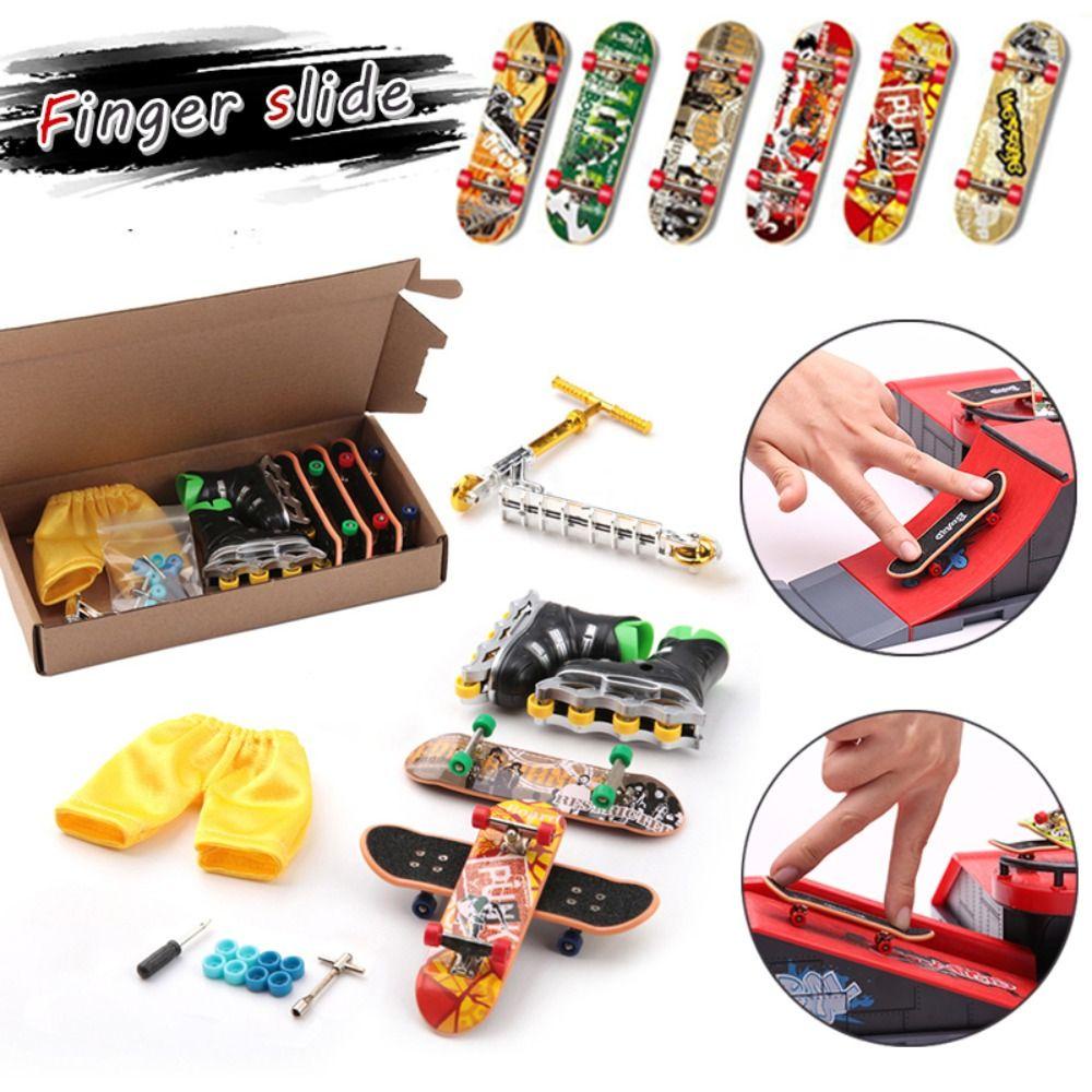 Lanfy Set Skuter Jari Mini Dengan Roda Hadiah Anak Mainan Surfing Tabletop Toys Trick Training Props Fingerboard Mainan Model Skateboard