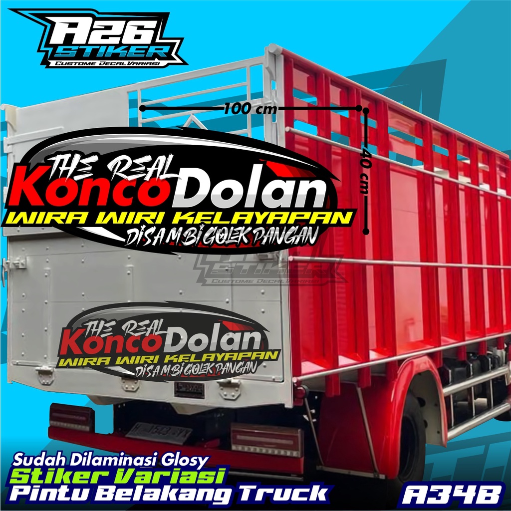 Stiker Pintu Bak Belakang TRUCK MODIF KONCO DOLAN all Truk Canter, Ragasa, Tepak Umplung, Giga, Dyna