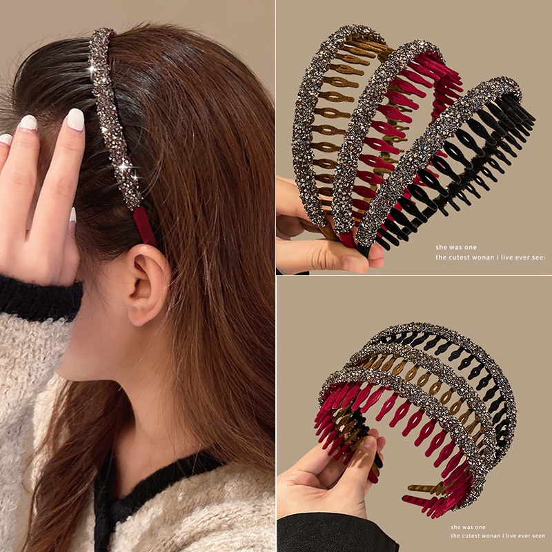 Korea Fashion Baru Langit Bintang Ditekan Rambut Anti Slip Kepala Hoop Net Merah Fragmented Hair Hoop