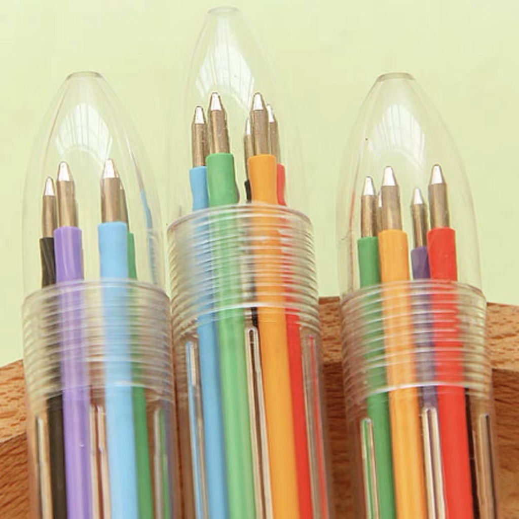 

1pc Pulpen 6 Warna 0.7 mm / Pen Bulpen Bolpoin Bolpen Cetek untuk Pelajar Warna Warni 2
