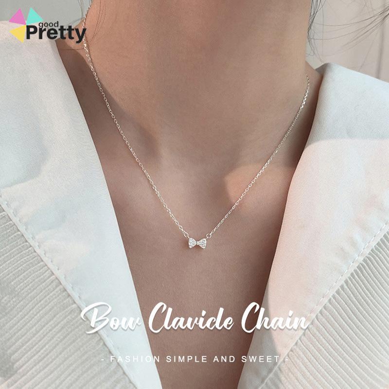 Kalung Bergaya Musim Panas Busur Tulang Selangka Rantai Wanita Fashion Sederhana Manis Liontin  - PD