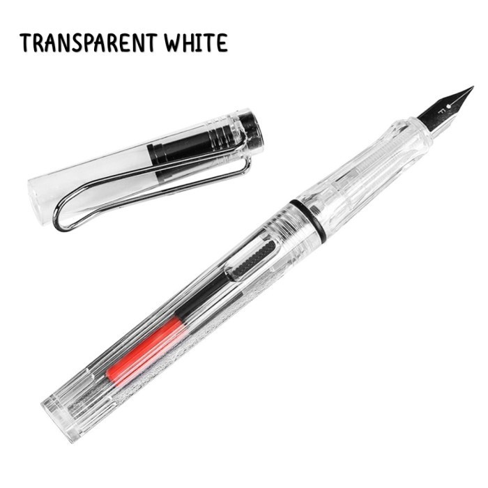 

cp pulpen fountain transparent 0.38mm bahan plastik hollow untuk - TRANS WHITE