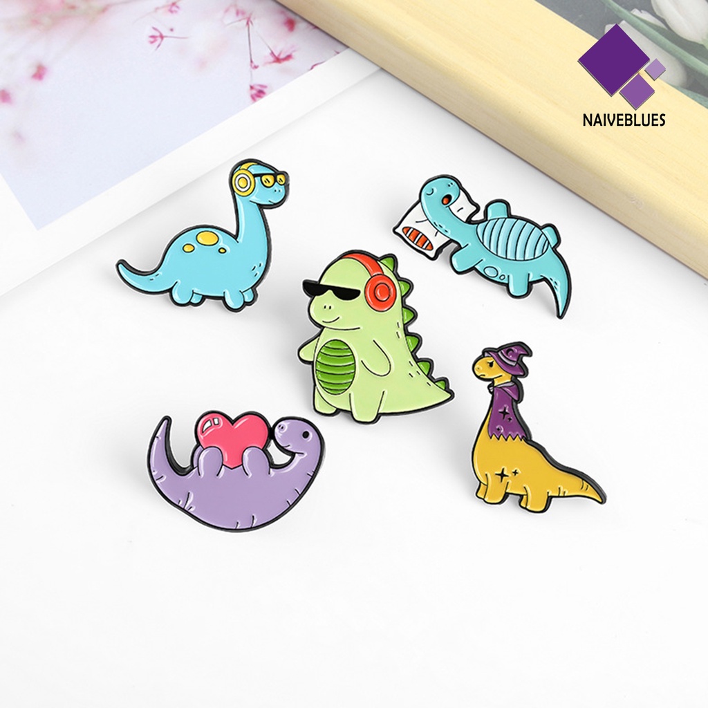 &lt; Naiveblues &gt; Bros Pin Warna-Warni Dinosaurus Dekorasi Pria Wanita Hewan Brooch Decor