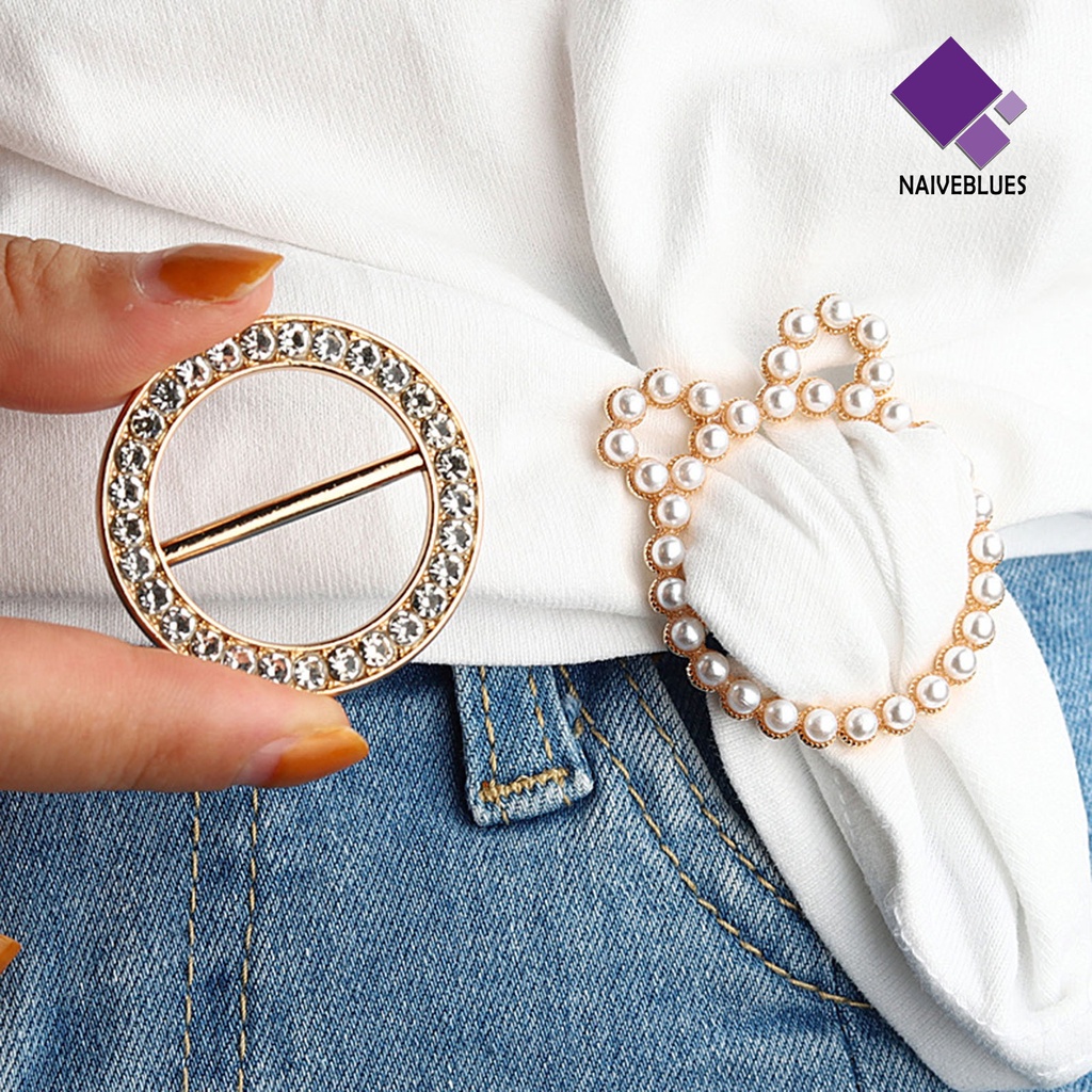 &lt; Naiveblues &gt; Pakaian Sudut Simpul Gesper Elegan Mutiara Imitasi Bulat Cinta T-shirt Syal Sudut Dasi