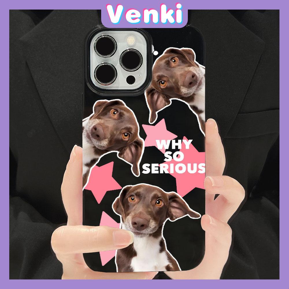 VENKI - For iPhone 11 Phone Case Black Glossy TPU Soft Case Shockproof Protection Camera Dog Simplet English Compatible with iPhone 14 13 Pro max 12 Pro Max xr xs max 7 8 Plus