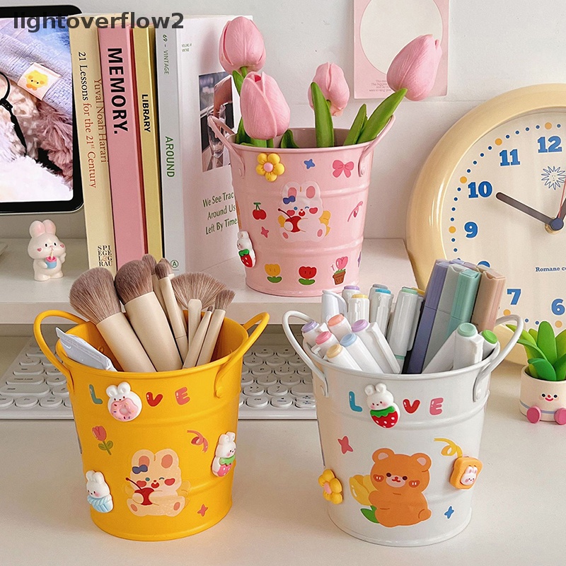 [lightoverflow2] Kawaii Pen Holder Kreatif Lucu Kartun DIY Pen Holder Desk Organizer Kapasitas Besar Kotak Penyimpanan Alat Tulis Pasokan Siswa [ID]