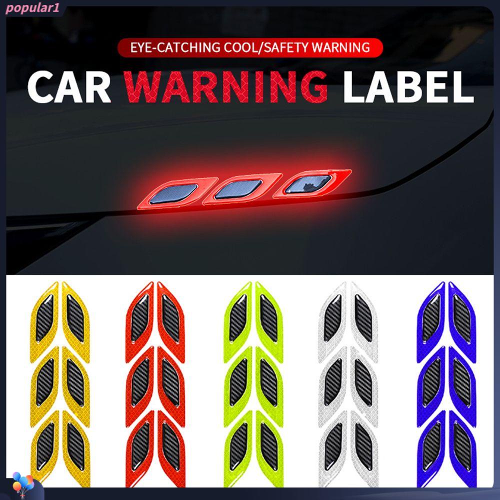 Populer 6Pcs/Set Stiker Reflektif Mobil 6Pcs Dekoratif Eksterior Mobil Universal Truk Auto Motor Safety Warning Sticker Anti Gores