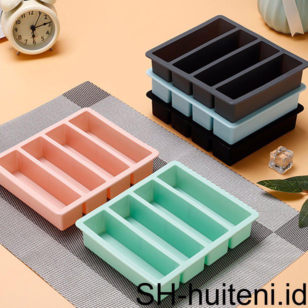 4kisi Strip Panjang Cetakan Silikon Es Batu Bentuk Persegi Panjang Non-stick DIY Bayi Bakeware Lembut Buatan Tangan Kue Lilin Cetakan