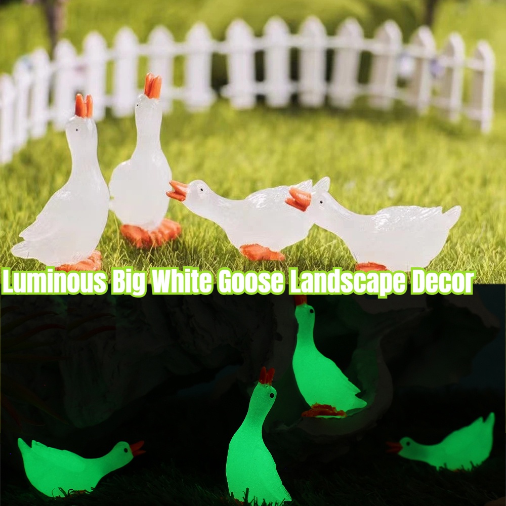 [Unggulan] Ornamen Resin Kelinci Bebek Angsa Mini Glow in The Dark Hewan Miniatur Kerajinan Bercahaya Besar Putih Goose Landscape Decor Dekorasi Bonsai Taman Rumah