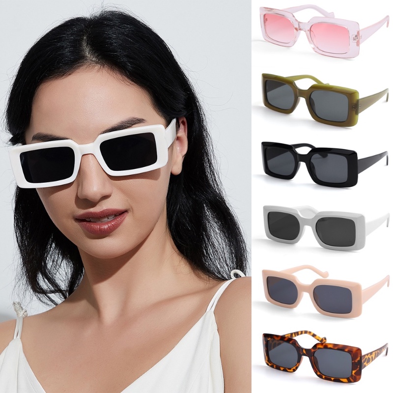 Vintage Square Frame Candy Color Sun Glasses/Kacamata Perlindungan UV Hip-Hop Populer Keren/Kacamata Pria Wanita Fashion Trendy Untuk Mengemudi Perjalanan Memancing