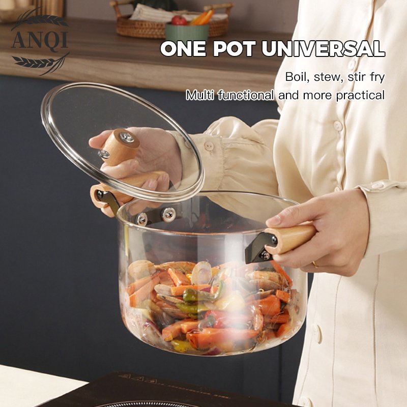 ANQI 1888 2000/3000ml Glass Pot / Panci Kaca Transparant Anti Api Anti Panas borosilicate