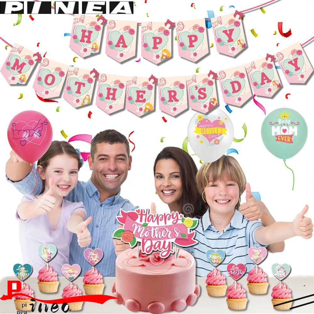 Nanas Dekorasi Hari Ibu Set Best Mom Ever Cake Toppers Perlengkapan Pesta Balon Latex