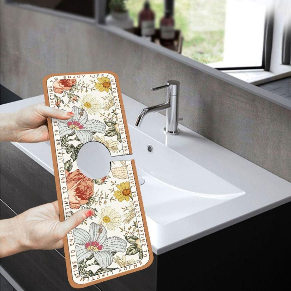 Lanfy Faucet Drain Pad Diatom Mud Gaya Eropa Rumah Tangga Untuk Kamar Mandi Dapur Meja Perlindungan Mat Non slip Faucet Mat