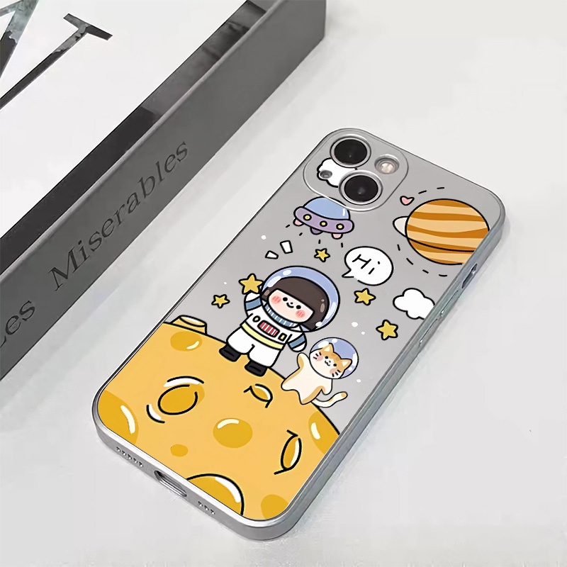 IPHONE Casing Electroplate Lembut Lucu Kompatibel Untuk Iphone14 13 12 11 Pro XS Max XR X8+76S Plus Casing Mini TPU Silikon Shockproof Phone Cover