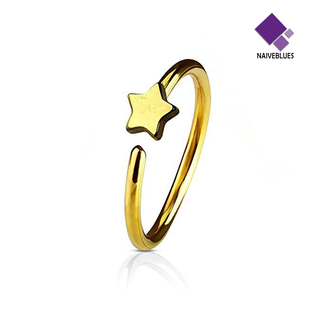 &lt; Naiveblues &gt; Pria Wanita Bintang Palsu Non Piercing Clip-on Nose Stud Club