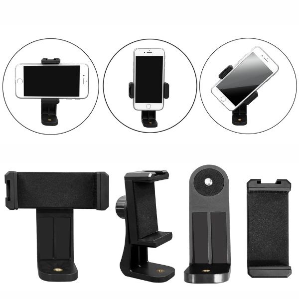 MMM Phone Holder Tripod Adapter 360° Cell Phone Clipper Holder Vertical 360 Rotation Sambungan Tongsis Monopod Tripod U Mount Phone Holder Hp Led Mic Ring Light