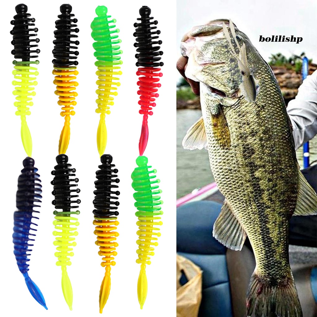 Bo-8pcs/set 5.5cm/1.3g Umpan Pancing Simulasi Warna Terang Fleksibel Hidup Reusable Fish Attraction Universal Soft PVC Trout Fishing Artificial Cacing Swimbait Fishing Gear