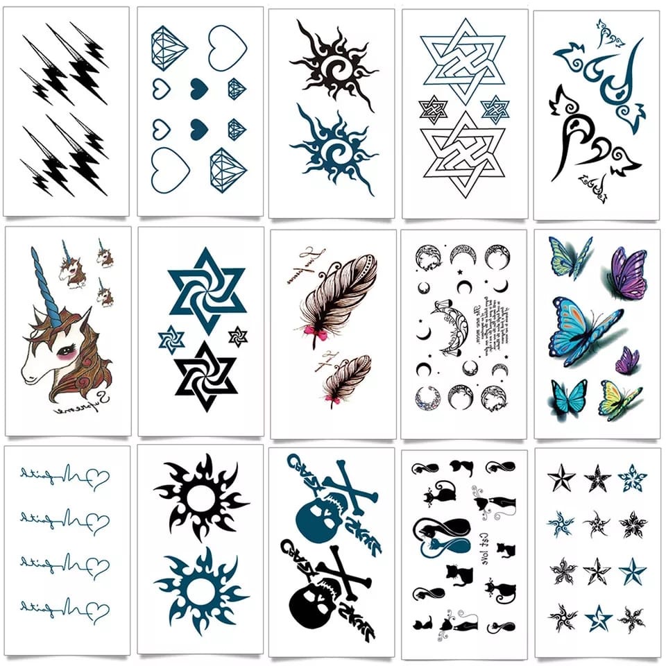 Tato Temporer Sticker Motif Bunga Tulisan Karakter Tahan Air 023