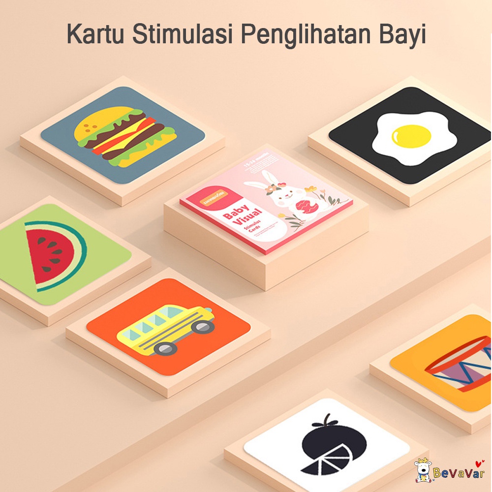 BEVAVAR  Flashcard Bayi Balita kartu pintar stimulasi bayi/Mainan Edukasi Untuk Bayi