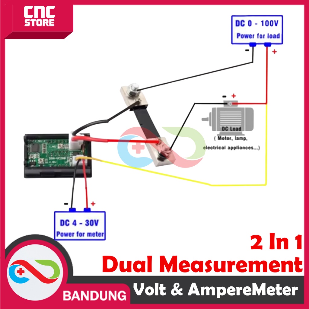 DUAL MINI VOLTMETER 100V AMPEREMETER DIGITAL 100A PLUS RESISTOR SHUNT