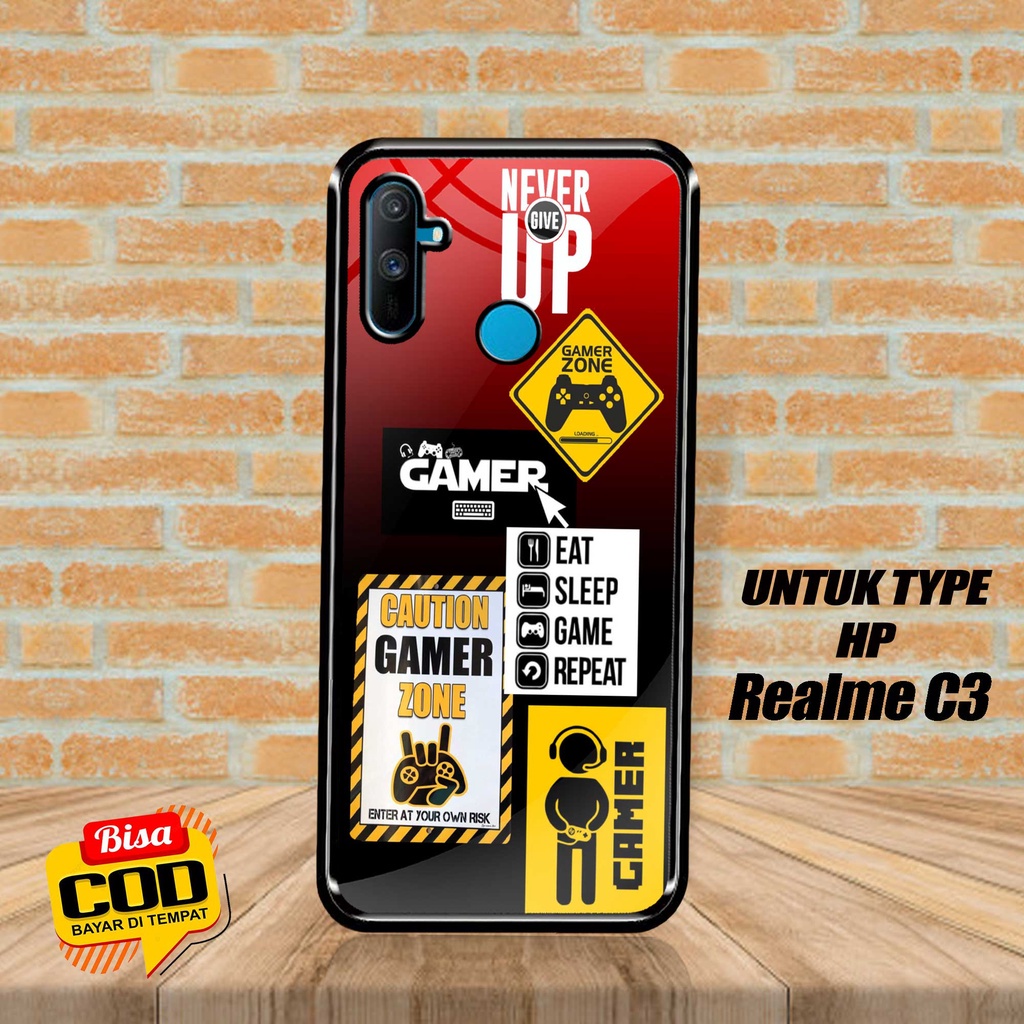 LIGHTNING - Case Realme C3 [STIKER GAMERS] - Fashion Case Realme - Case Terbaru Hp Realme - Case Ter
