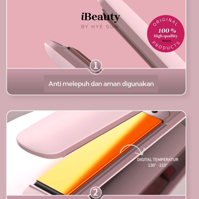 iBeauty Digital Hair Straightener 210 - Ionic Ceramic Plate &amp; Infused Oil (Pink)