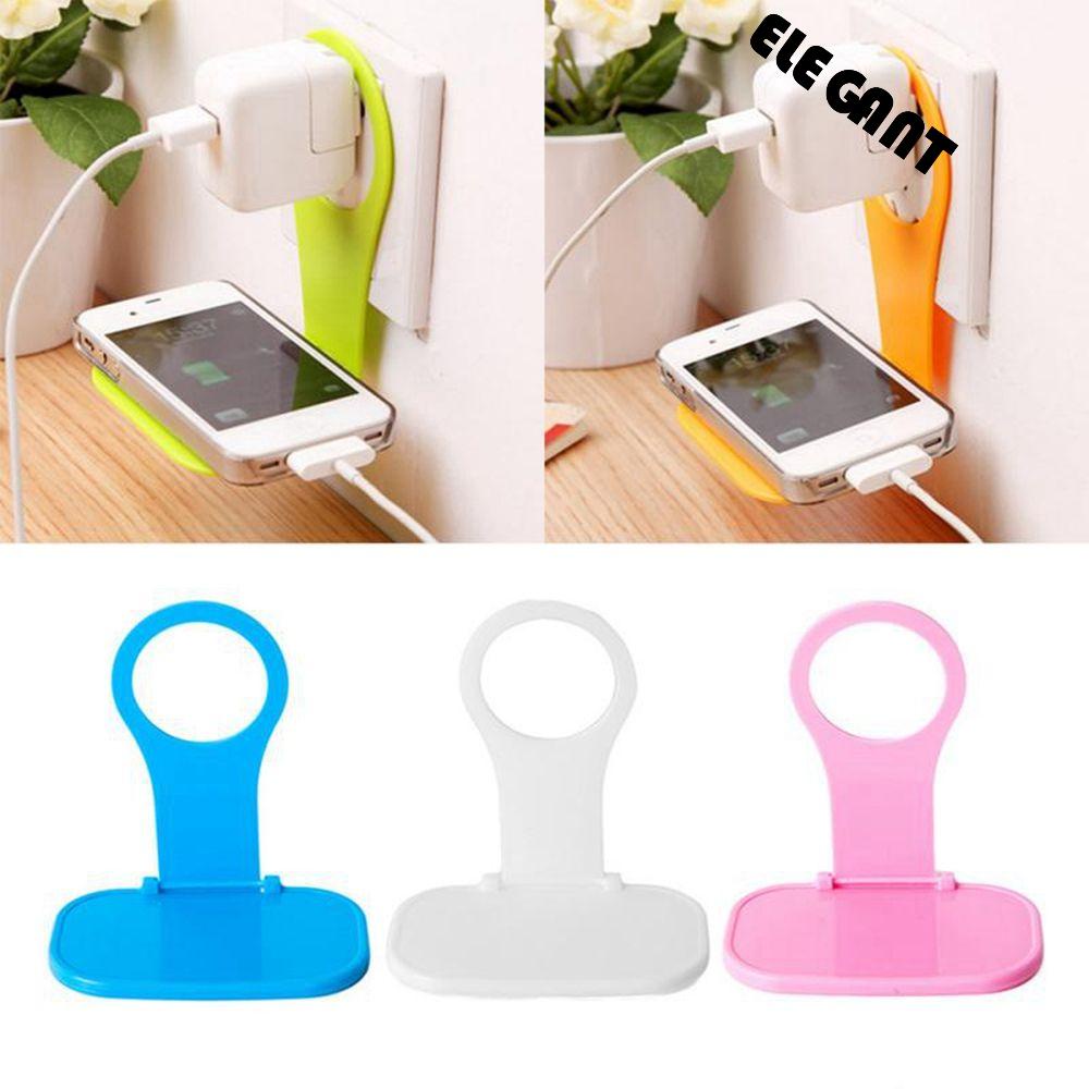 [Elegan] Charging Holder Universal Warna Acak Kabel Adaptor Tempel Dinding Chargerstand Plug Socket Bracket Adaptor Gantungan