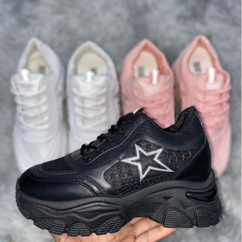 SS-SW337 Sepatu Sneakers Wanita Impor Berlogo Bintang Star Antislip Olahraga Murah