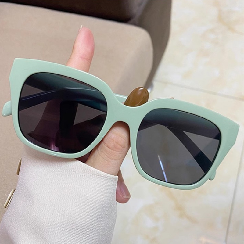 (YUZHU) Ins Gaya Kacamata Hitam Pink Hijau Untuk Wanita Musim Panas Anti UV Oversized Square Frame Sunglasses