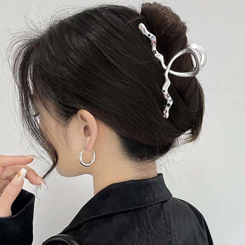 Needway   Alloy Zirkon Jepit Rambut Perhiasan Elegan Indah Non-slip Bintang Jepit Mengkilap Vintage Sederhana Gaya Korea Hair Clip