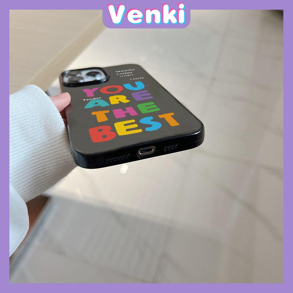 VENKI - For iPhone 11 iPhone Case Black Glossy TPU Soft Case Shockproof Protection Camera Interesting Colored English Compatible with iPhone 14 13 Pro max 12 Pro Max xr xs max 7 8