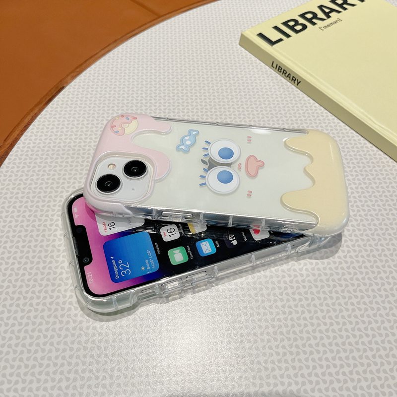 【3D Ice Cream】Couple Funny Clear Soft Case IPhone 7 8 Plus XR XS Max 11 12 13 14 Pro Max 14 Plus for Women Girl Gift Cartoon Cute Funny expression