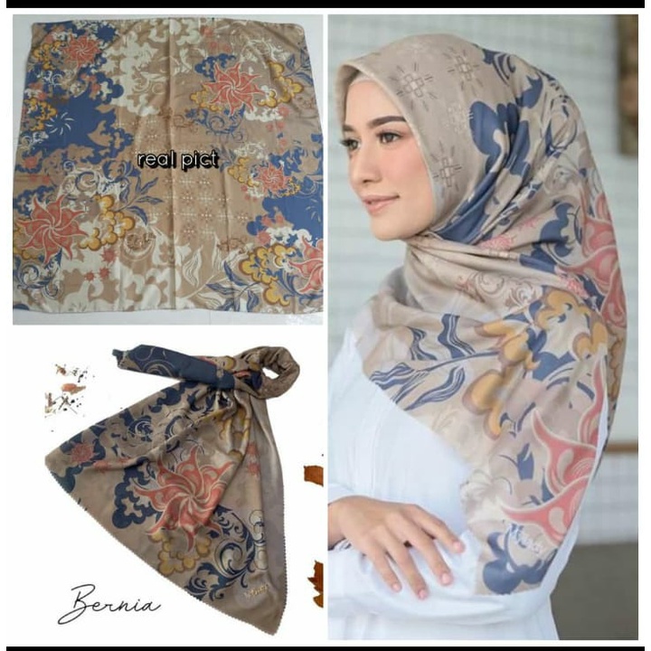 Karimake Hijab / Kerudung Segi Empat Voal Premium Printing Motif Etnik Kelim Laser Cut 110 x 110