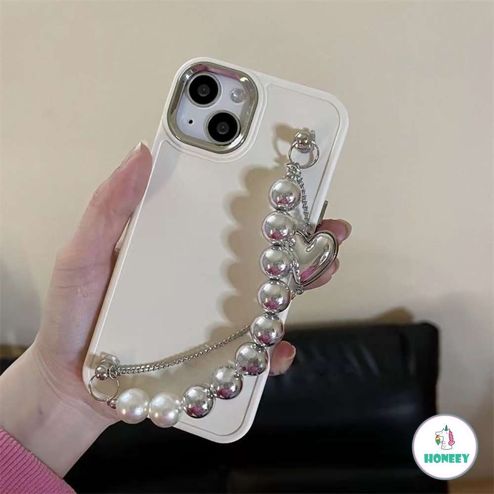 Gadis Keren Amerika Gelang Logam Ponsel Case Untuk iPhone 11 Pro Max13 14 Pro Max 12 Pro Cinta Hati Rantai Shockproof Ponsel Cover