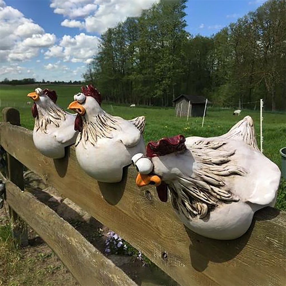 Statues Lucu Dekorasi Pagar Ayam Patung Resin Taman Pertanian Halaman Ayam Betina Patung Seni Kerajinan Halaman Pindah Rumah Ornamen Dekorasi Rumah