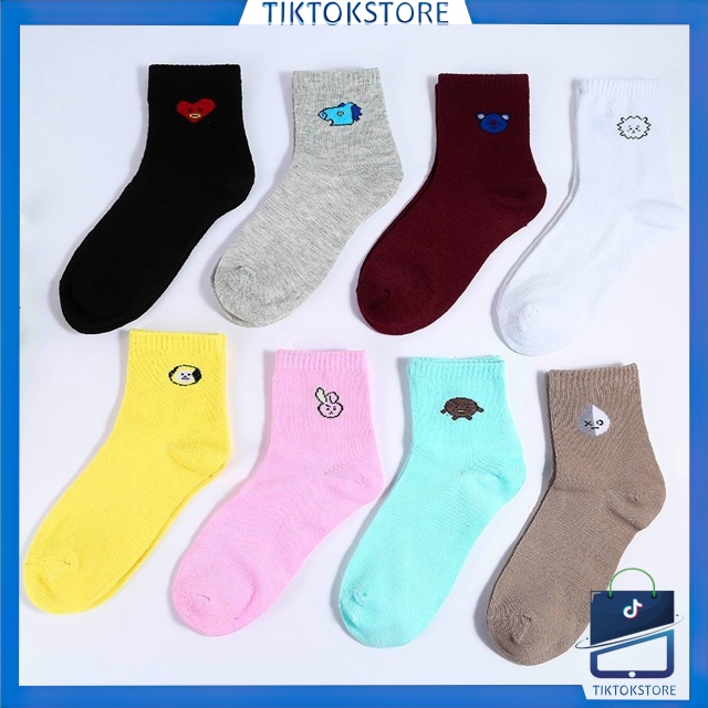 TIKTOK - D2041 Kaos Kaki Panjang Karakter / Kaos Kaki Wanita / Kaos Kaki Tinggi Karakter Kartun Kpop Bahan Adem K5718