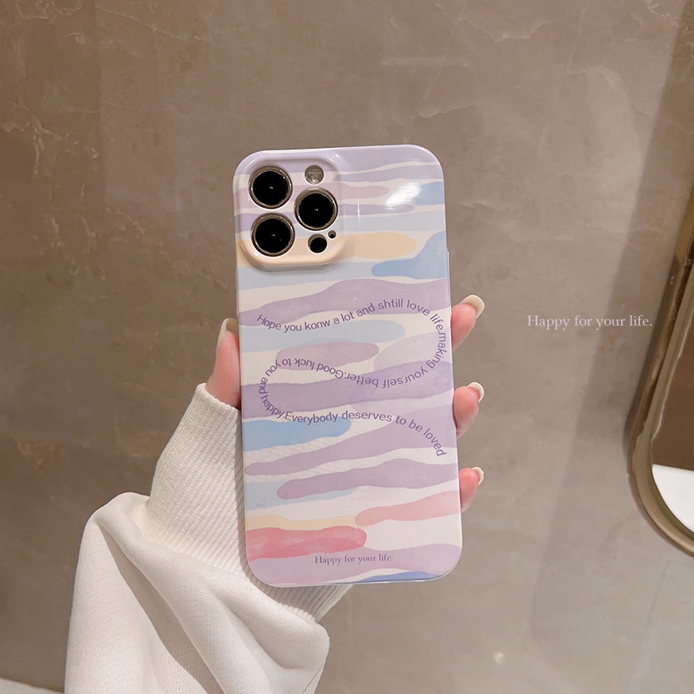 IPHONE Casing Wanita Peri Telepon Macaron Warna Awan Tidak Luntur Film Hard Cover Untuk Iphone7 8 PLUS X XR XS 11 12 13 14 PRO MAX SE 2020