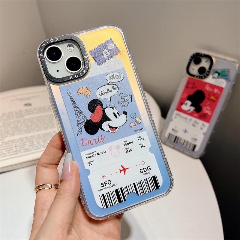 IPHONE Casing Hp Anime Laser Cocok Untuk Iphone14 13 12 11 Pro X XS Max XR 14Plus Full Set Electroplated Mickey Minnie Kartun Disney Soft Case